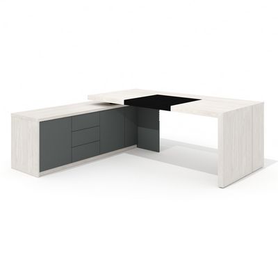 Art.Neo II Neo-200.1L (Дуб фрост/Графит) Стол руководителя с опорной тумбой, левый