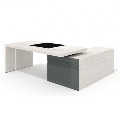 Art.Neo II Neo-200.1L (Дуб фрост/Графит) Стол руководителя с опорной тумбой, левый