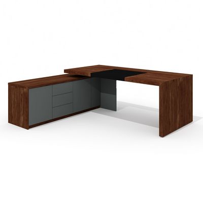 Art.Neo II Neo-200.1L (Дуб оул/Графит) Стол руководителя с опорной тумбой, левый