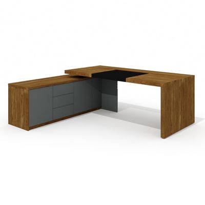 Art.Neo II Neo-200.1L (Дуб шале/Графит) Стол руководителя с опорной тумбой, левый