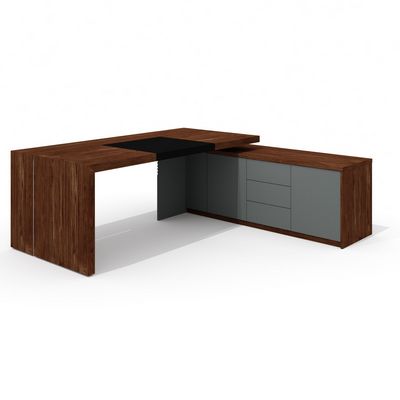 Art.Neo II Neo-200.1R (Дуб оул/Графит) Стол руководителя с опорной тумбой, правый