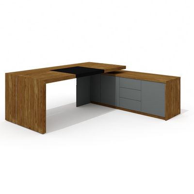 Art.Neo II Neo-200.1R (Дуб шале/Графит) Стол руководителя с опорной тумбой, правый