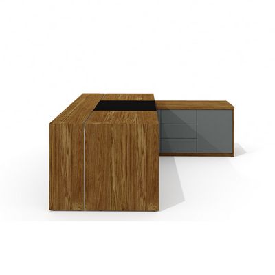 Art.Neo II Neo-200.1R (Дуб шале/Графит) Стол руководителя с опорной тумбой, правый