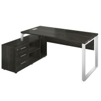 Атлон АТЛ11Л.12 (Карбон дерево/Серый) Стол с опорной тумбой, левый