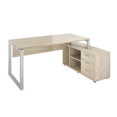 Атлон АТЛ11П.44 (Скандинавское дерево/Серый) Стол с опорной тумбой, правый