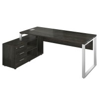 Атлон АТЛ12Л.12 (Карбон дерево/Серый) Стол с опорной тумбой, левый