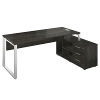 Атлон АТЛ12П.12 (Карбон дерево/Серый) Стол с опорной тумбой, правый