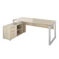 Атлон АТЛ11Л.44 (Скандинавское дерево/Серый) Стол с опорной тумбой, левый