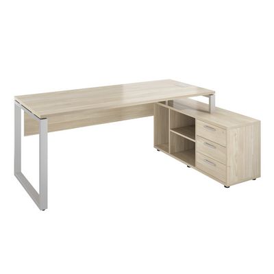 Атлон АТЛ12П.44 (Скандинавское дерево/Серый) Стол с опорной тумбой, правый