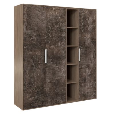 B-tone BTN36152442 (Дуб урбан/Бетон темный) Шкаф высокий 3 створки, с нишей