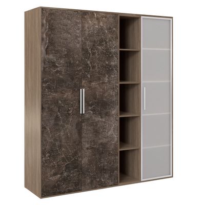 B-tone BTN36152542 (Дуб урбан/Бетон темный) Шкаф высокий 3 створки, с нишей