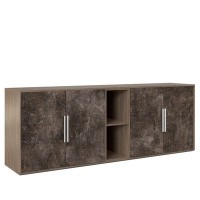 B-tone BTN36153042 (Дуб урбан/Бетон темный) Шкаф низкий 4 створки, с нишей