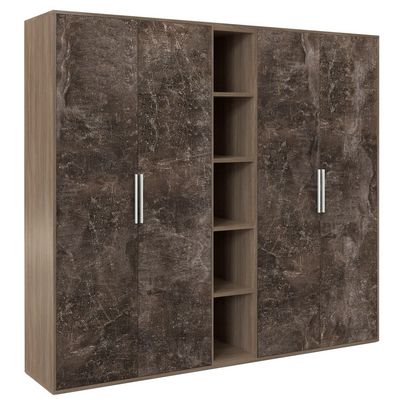 B-tone BTN36153442 (Дуб урбан/Бетон темный) Шкаф высокий 4 створки, с нишей