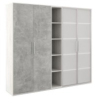 B-tone BTN36153531 (Сосна/Бетон светлый) Шкаф высокий 4 створки, с нишей