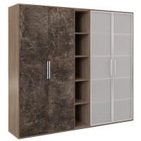 B-tone BTN36153542 (Дуб урбан/Бетон темный) Шкаф высокий 4 створки, с нишей