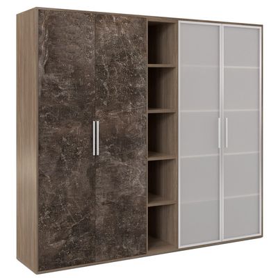 B-tone BTN36153542 (Дуб урбан/Бетон темный) Шкаф высокий 4 створки, с нишей