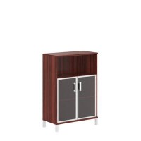 Born B-420.4 (Бургунди) Шкаф средний с малыми стеклянными дверьми в рамке