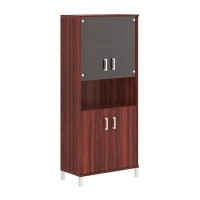 Born B-430.10 (Бургунди) Шкаф высокий с малыми стеклянными и глухими дверьми