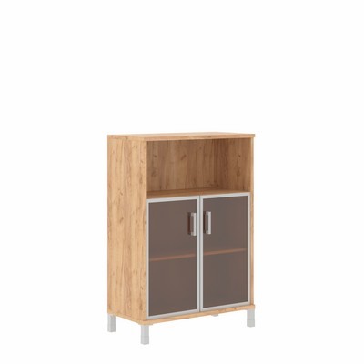 Born B-420.4 (Дуб бофорд) Шкаф средний с малыми стеклянными дверьми в рамке