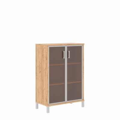 Born B-420.7 (Дуб бофорд) Шкаф средний со стеклянными дверьми в рамке