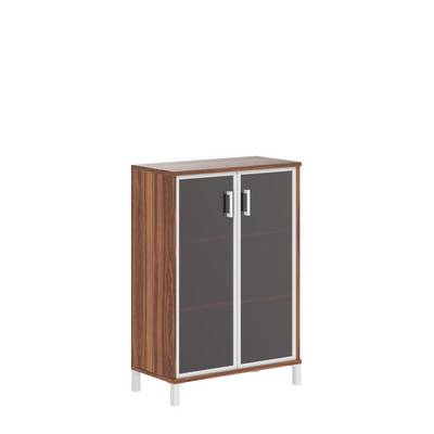 Born B-420.7 (Орех даллас) Шкаф средний со стеклянными дверьми в рамке