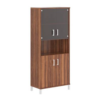 Born B-430.10 (Орех даллас) Шкаф высокий с малыми стеклянными и глухими дверьми