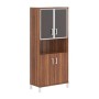 Born B-430.9 (Орех даллас) Шкаф высокий с малыми стеклянными дверьми в рамке и глухими