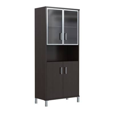 Born B-430.9 (Венге магия) Шкаф высокий с малыми стеклянными дверьми в рамке и глухими