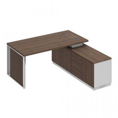 Bravo БР 107 ДГ БП ДГ Стол руководителя на опорной тумбе (левый/правый) с декоративной вставкой