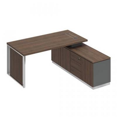 Bravo БР 107 ДГ АР ДГ Стол руководителя на опорной тумбе (левый/правый) с декоративной вставкой