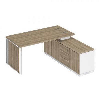 Bravo БР 107 СГ БП ДС Стол руководителя на опорной тумбе (левый/правый) с декоративной вставкой