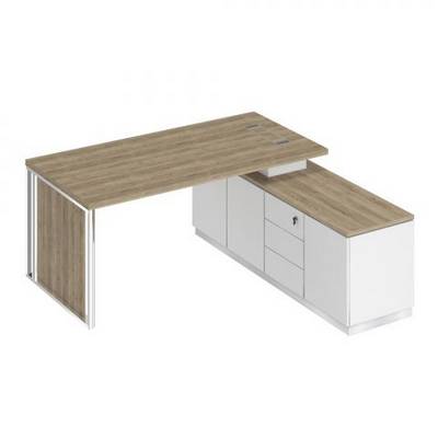 Bravo БР 107 ДС БП БП Стол руководителя на опорной тумбе (левый/правый) с декоративной вставкой