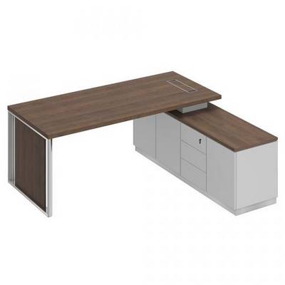 Bravo БР 108 ДГ БП БП Стол руководителя на опорной тумбе (левый/правый) с декоративной вставкой