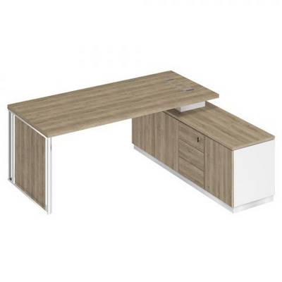 Bravo БР 108 ДС БП ДС Стол руководителя на опорной тумбе (левый/правый) с декоративной вставкой