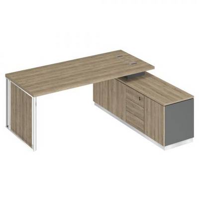 Bravo БР 108 ДС АР ДС Стол руководителя на опорной тумбе (левый/правый) с декоративной вставкой