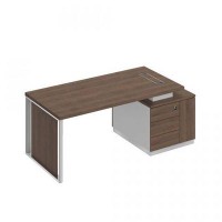 Bravo БР 111 ДГ БП ДГ Стол руководителя на опорной тумбе (левый/правый) с декоративной вставкой