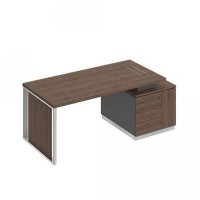 Bravo БР 111 ДГ АР ДГ Стол руководителя на опорной тумбе (левый/правый) с декоративной вставкой