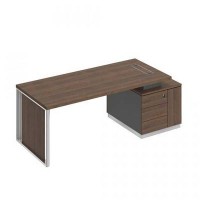 Bravo БР 112 ДГ АР ДГ Стол руководителя на опорной тумбе (левый/правый) с декоративной вставкой