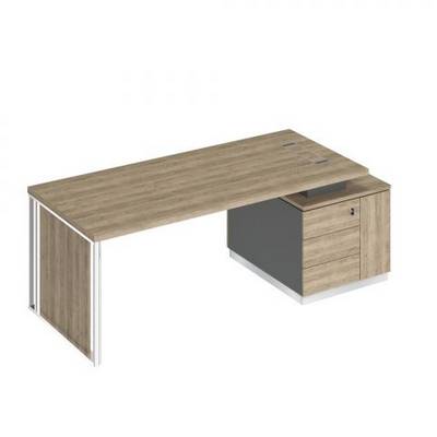 Bravo БР 112 ДС АР ДС Стол руководителя на опорной тумбе (левый/правый) с декоративной вставкой