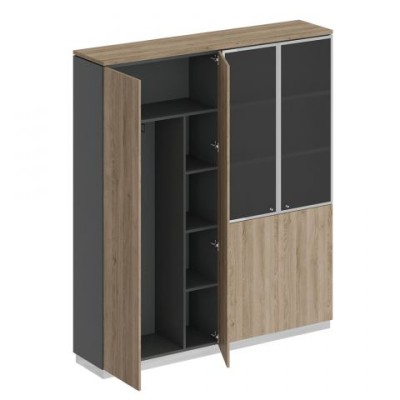 City СИ 312 ДС АР ДС/ХР Шкаф комбинированный (документы со стеклом - одежда с дополнением)