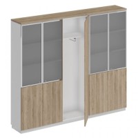 City СИ 317 ДС БП ДС/ХР Шкаф комбинированный (документы со стеклом - одежда узкий - документы со стеклом)