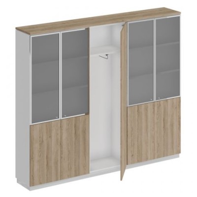 City СИ 317 ДС БП ДС/ХР Шкаф комбинированный (документы со стеклом - одежда узкий - документы со стеклом)