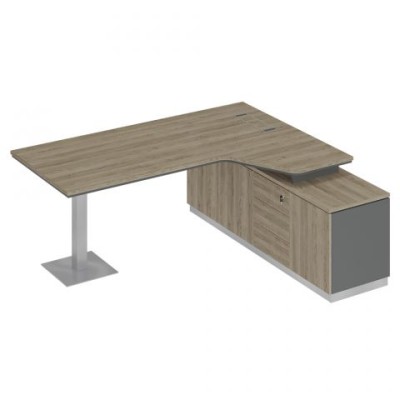 City СИ 116 ДС АР ДС Стол руководителя эргономичный на опорной тумбе правый