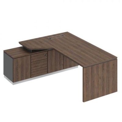 City СИ 117 ДГ АР ДГ Стол руководителя эргономичный (опора ДСП) на опорной тумбе левый