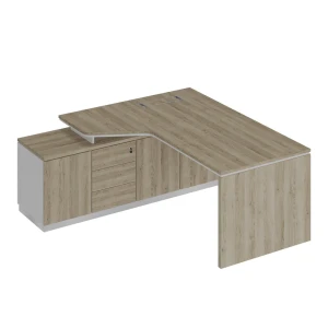 СИ 117 ДС БП ДС Стол руководителя эргономичный (опора ДСП) на опорной тумбе левый