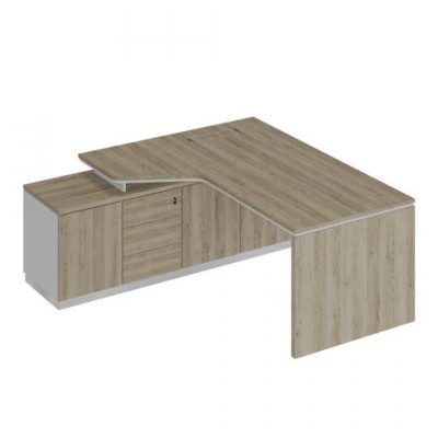 City СИ 117 ДС БП ДС Стол руководителя эргономичный (опора ДСП) на опорной тумбе левый