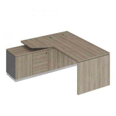 City СИ 117 ДС АР ДС Стол руководителя эргономичный (опора ДСП) на опорной тумбе левый