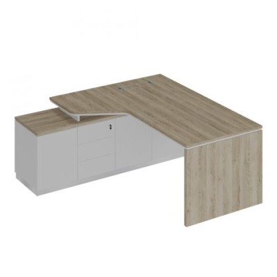 City СИ 117 ДС БП БП Стол руководителя эргономичный (опора ДСП) на опорной тумбе левый