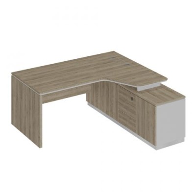 City СИ 118 ДС БП ДС Стол руководителя эргономичный (опора ДСП) на опорной тумбе правый