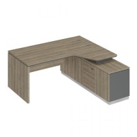 City СИ 118 ДС АР ДС Стол руководителя эргономичный (опора ДСП) на опорной тумбе правый